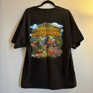 Harley-Davidson x Looney Tunes Tobacco Road Raleigh NC Black Graphic Tee Size XL